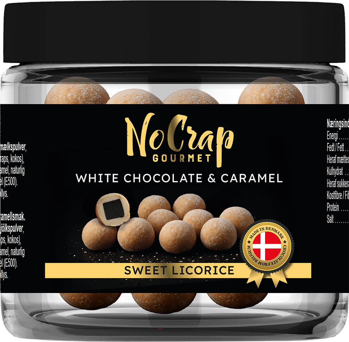 NoCrap Hvide Chokoladekugler med Karamel/Lakrids