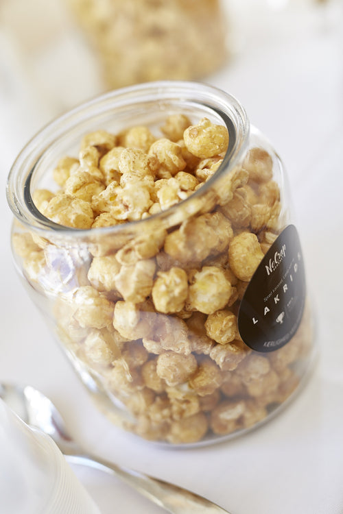 Lille Eksklusiv Popcorn Buffet m. 5 varianter gourmet popcorn inkl. glaskrukker